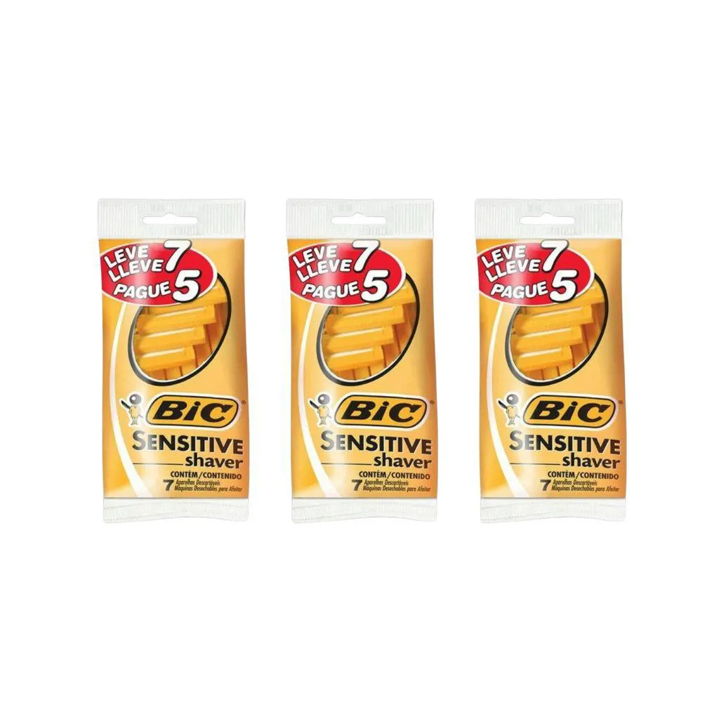 Aparelho de Barbear Bic L7 P5 Sensitive Shaver - Kit 3un