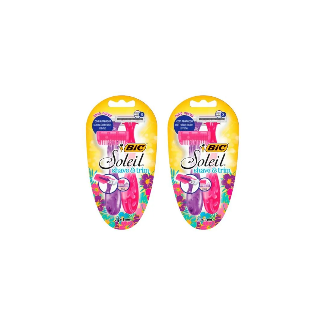 Aparelho de Barbear Bic Soleil Shave Trim Rosa/Roxo C/2- 2un
