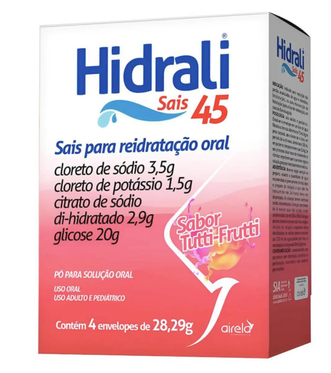 Hidrali Soro para Reidratação Oral Natural Sabor Tutti Frutti 4 Env
