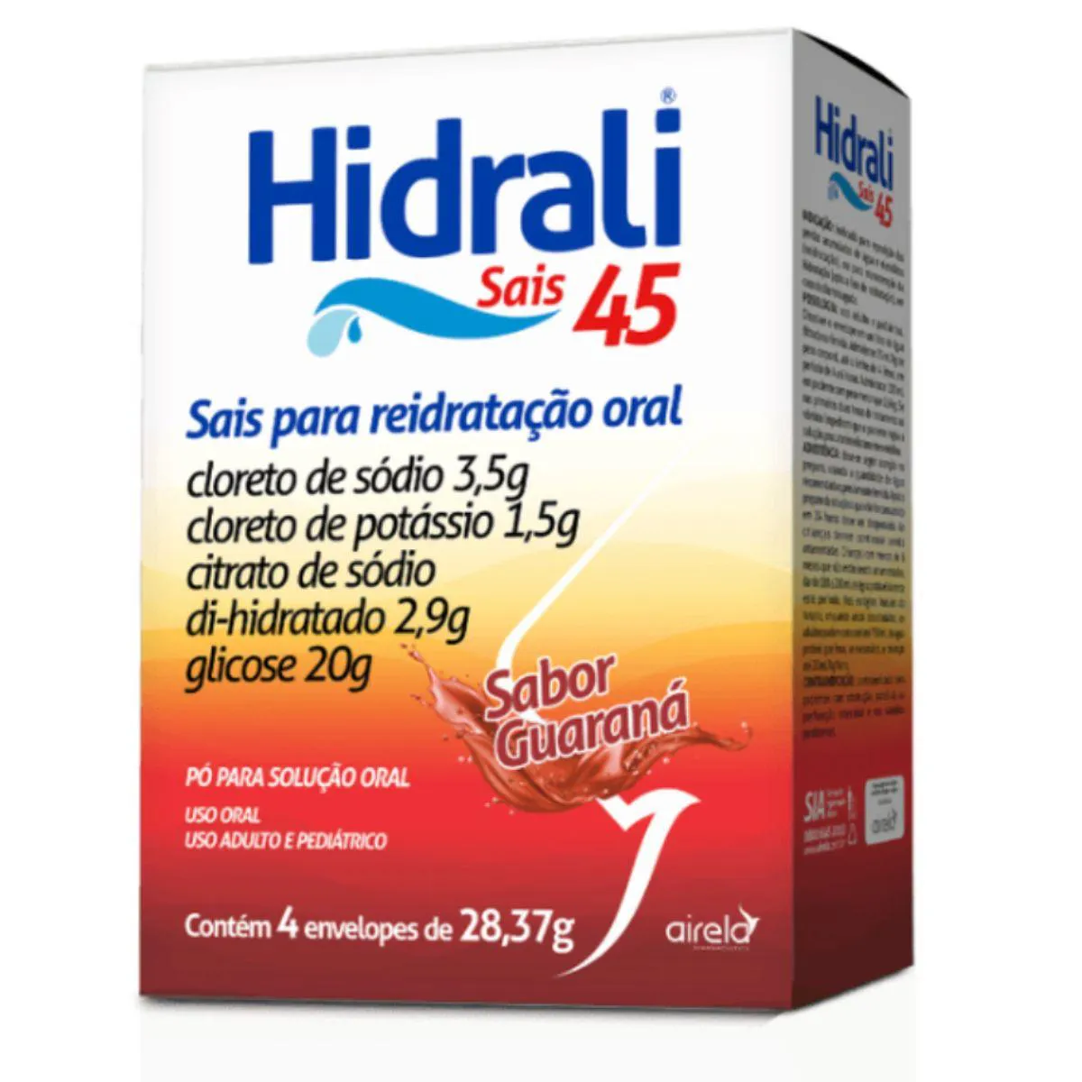 Hidrali Soro para Reidratação Oral Natural Sabor Guarana 4 Env