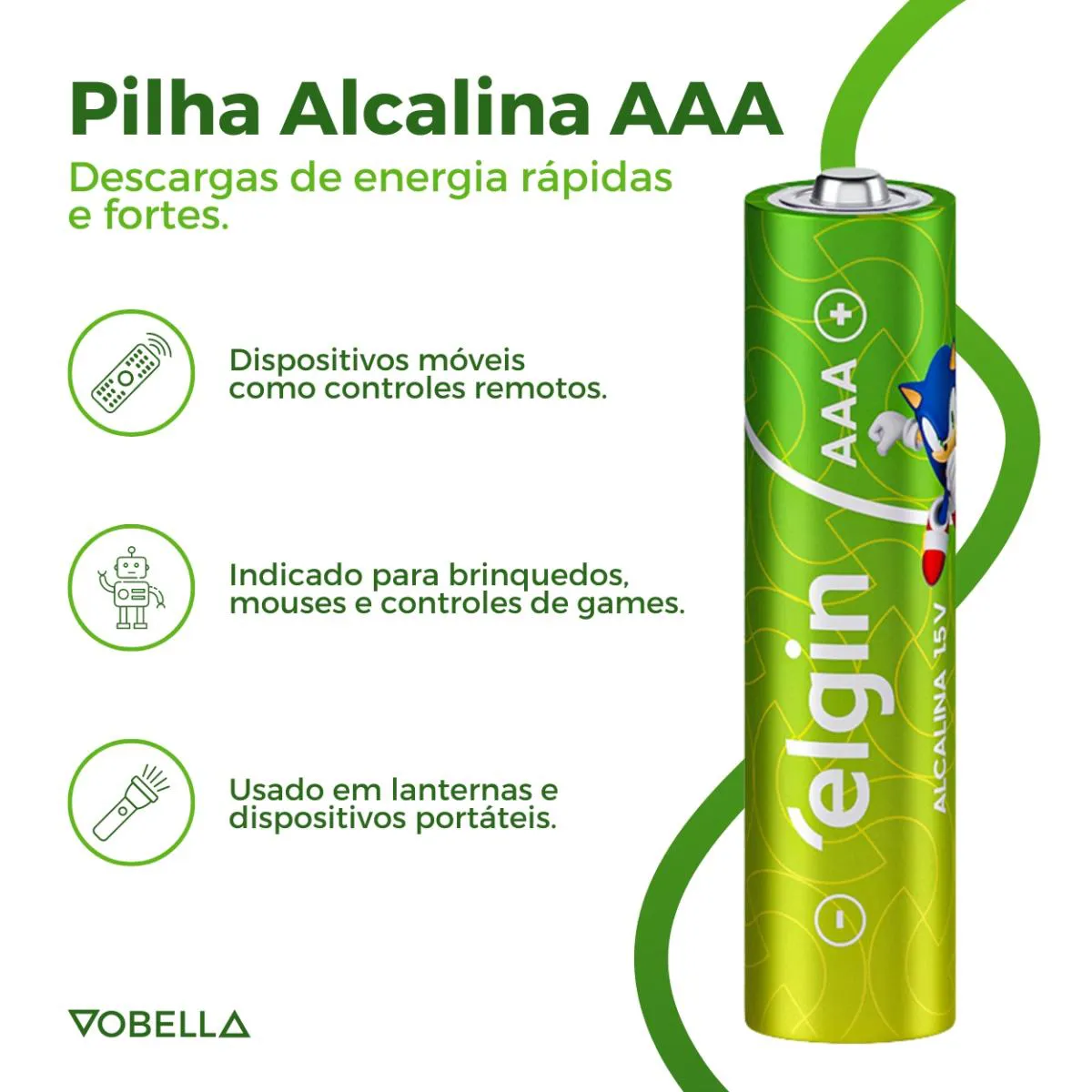 Pilha Alcalina Aaa Palito Elgin Blister Com 4 Unidades