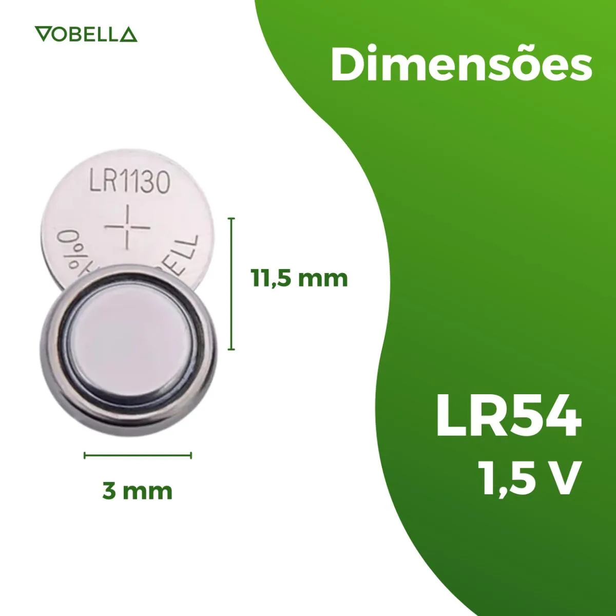 10 Baterias Pilhas Alcalina Lr54 1,5v Blister Cartela Elgin