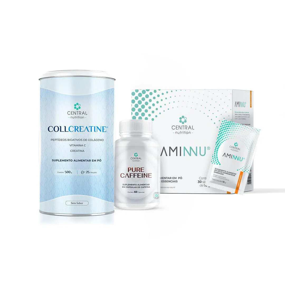 Protocolo Performance e Força (AMINNU® Tangerina + COLLCREATINE® Sem Sabor + PURE CAFFEINE)