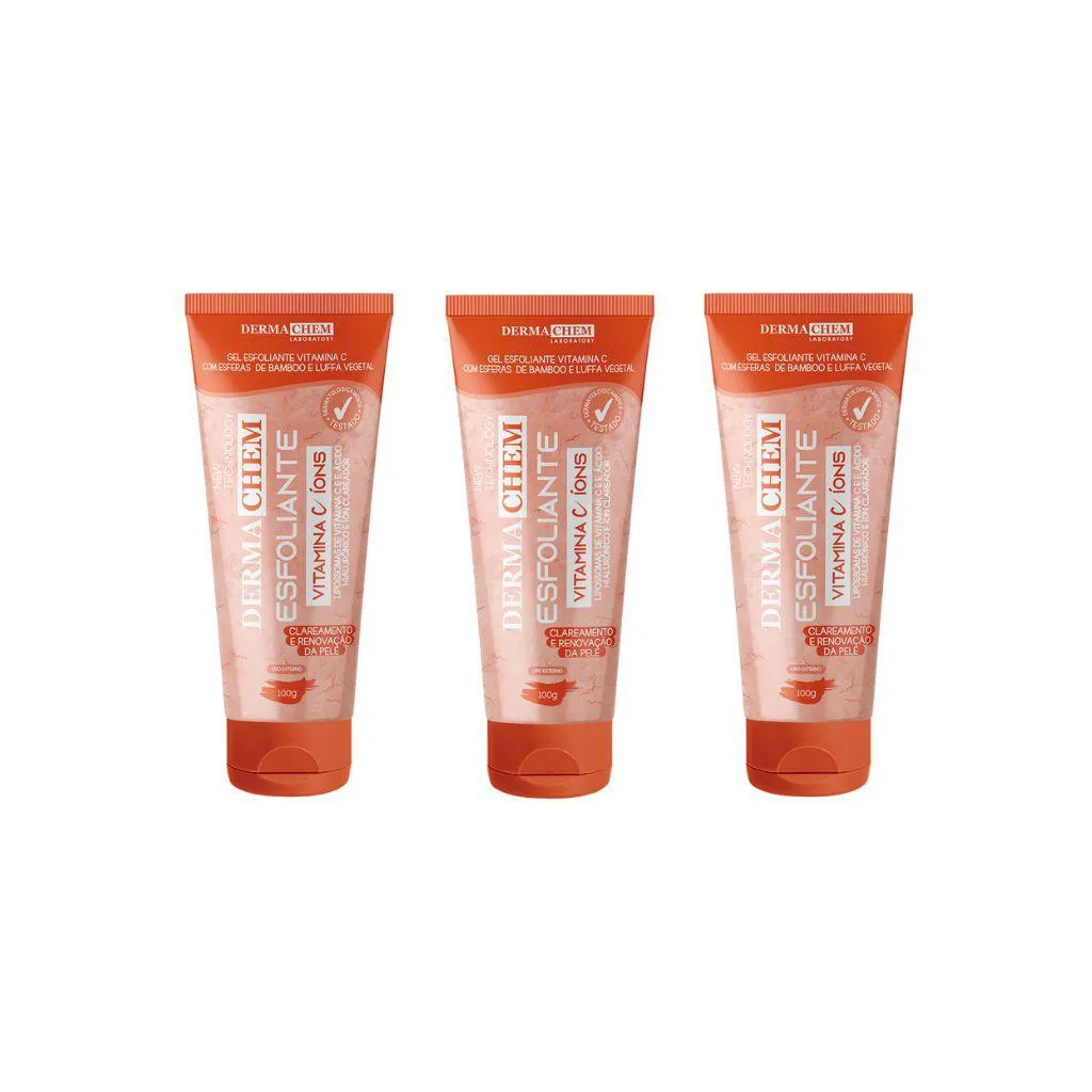 Gel Facial Dermachem Esfoliante Vitamina C 100g - Kit C/ 3un