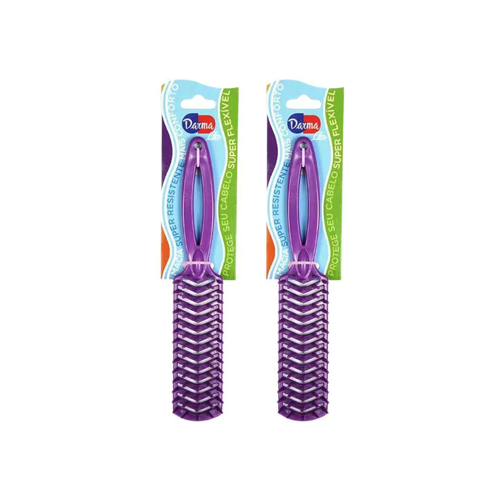 Escova de Cabelo Darma Flex Reta 347 Roxa - Kit C/ 2un