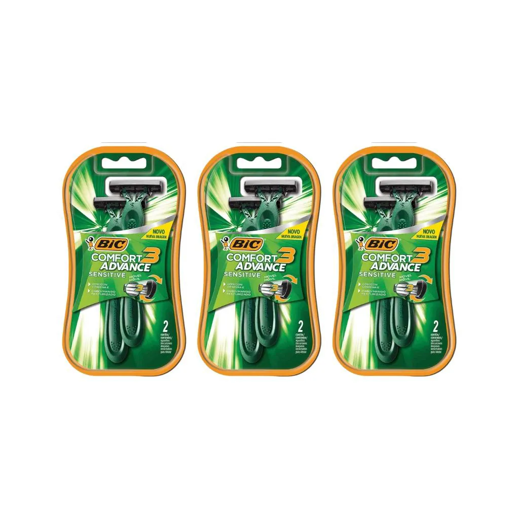 Aparelho de Barbear Bic Comf 3 C/2 Pele Sensivel-Kit C/3un