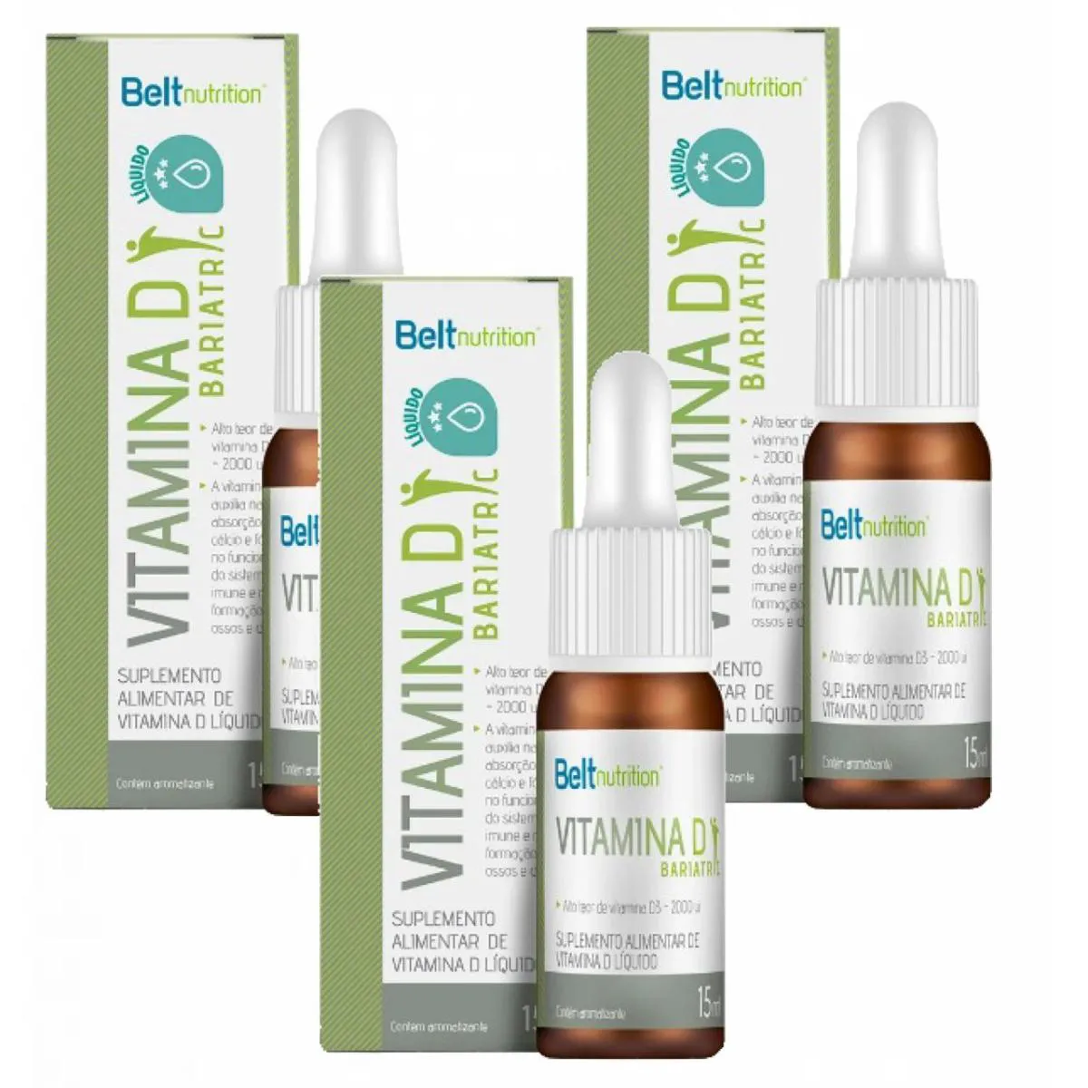 3x Vitamina D3 Belt Bariatric - 15 Ml - 2.000ui Cada 2 Gotas