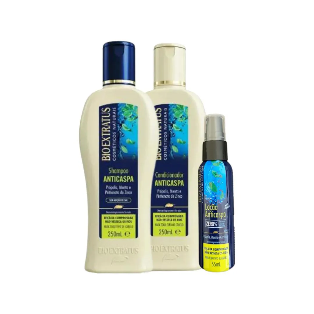 Kit Loção Anti Caspa, Tratamento, Limpeza e Hidratação