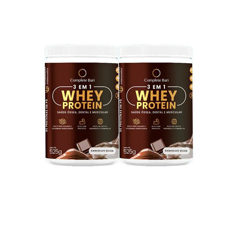 Kit 2 Whey Isolado Chocolate Belga Complete Bari