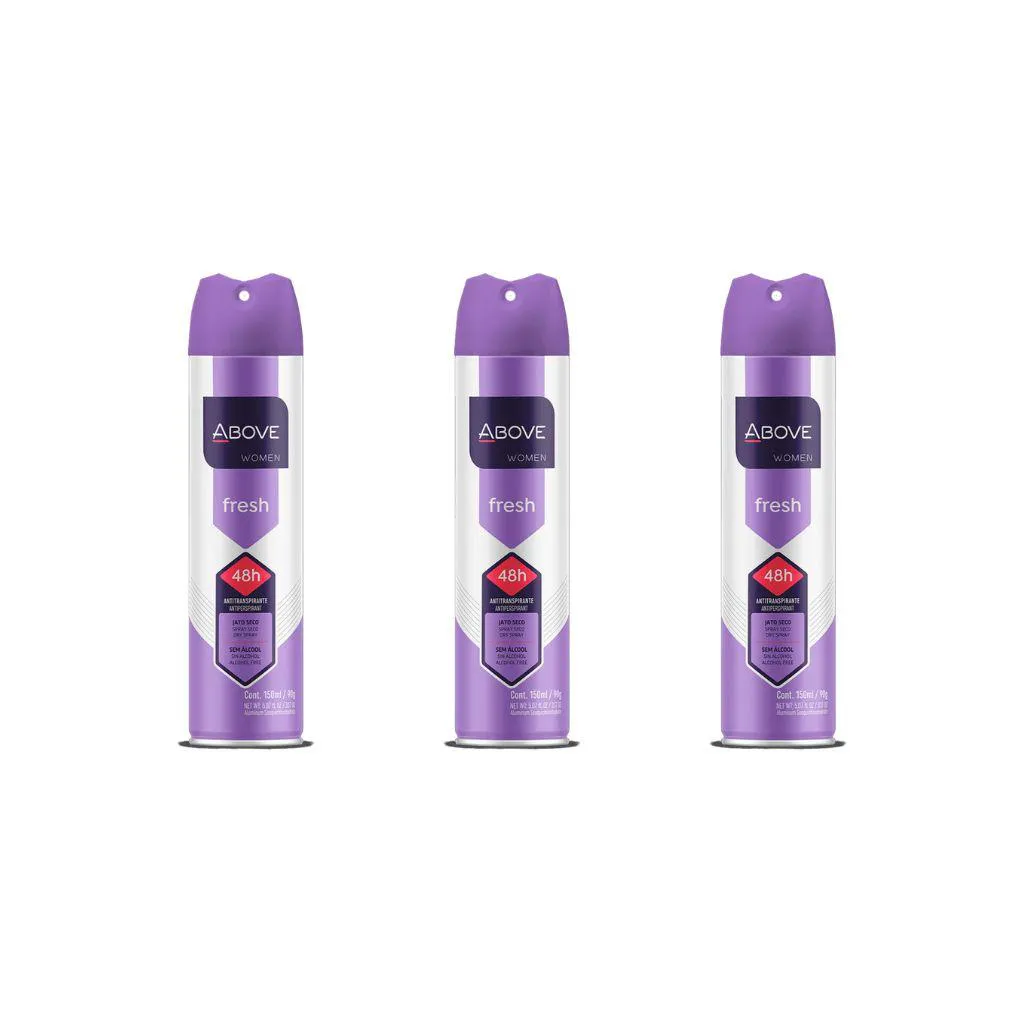 Desodorante Aerossol Above 150 ml Feminino Fresh-Kit C/3un