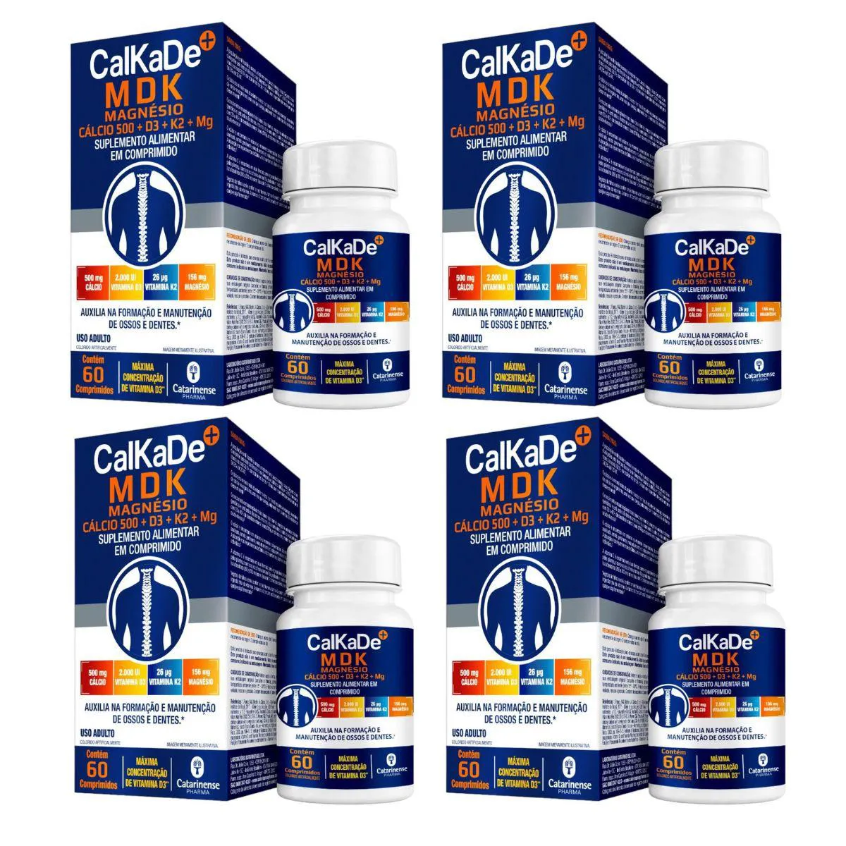 4 Caixas Suplemento Alimentar Calkade Mdk 60 comprimidos