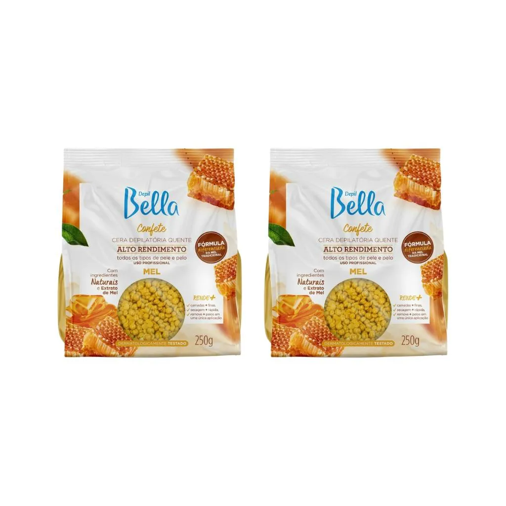 Depilatorio Depil Bella Cera Confete 250g Mel - Kit C / 2un