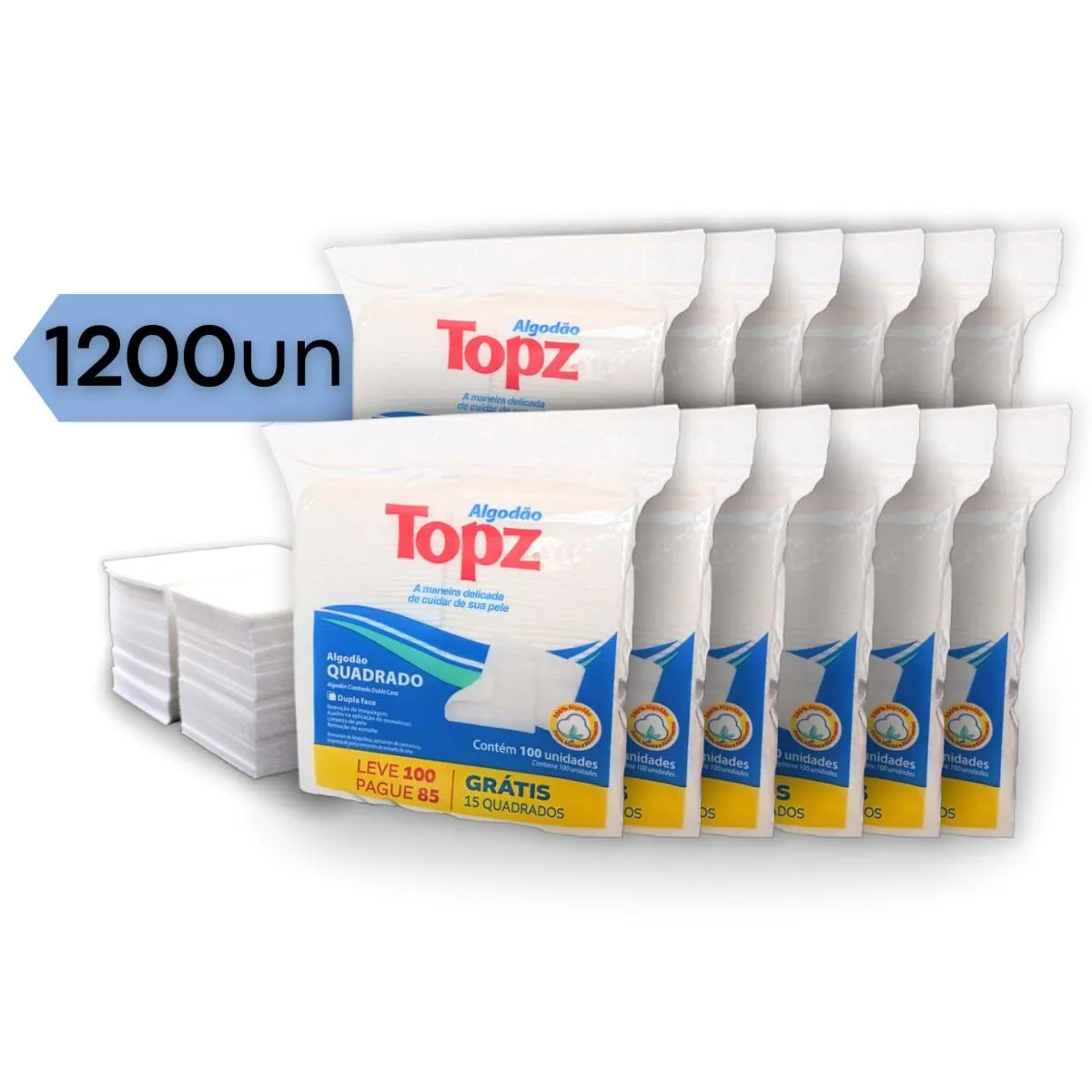 Algodão prensado quadrado TOPZ 1200 unidades
