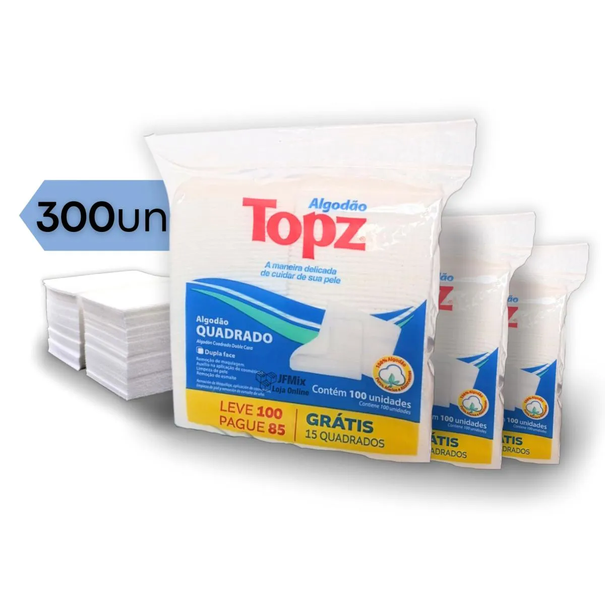Algodão prensado quadrado TOPZ 300 unidades