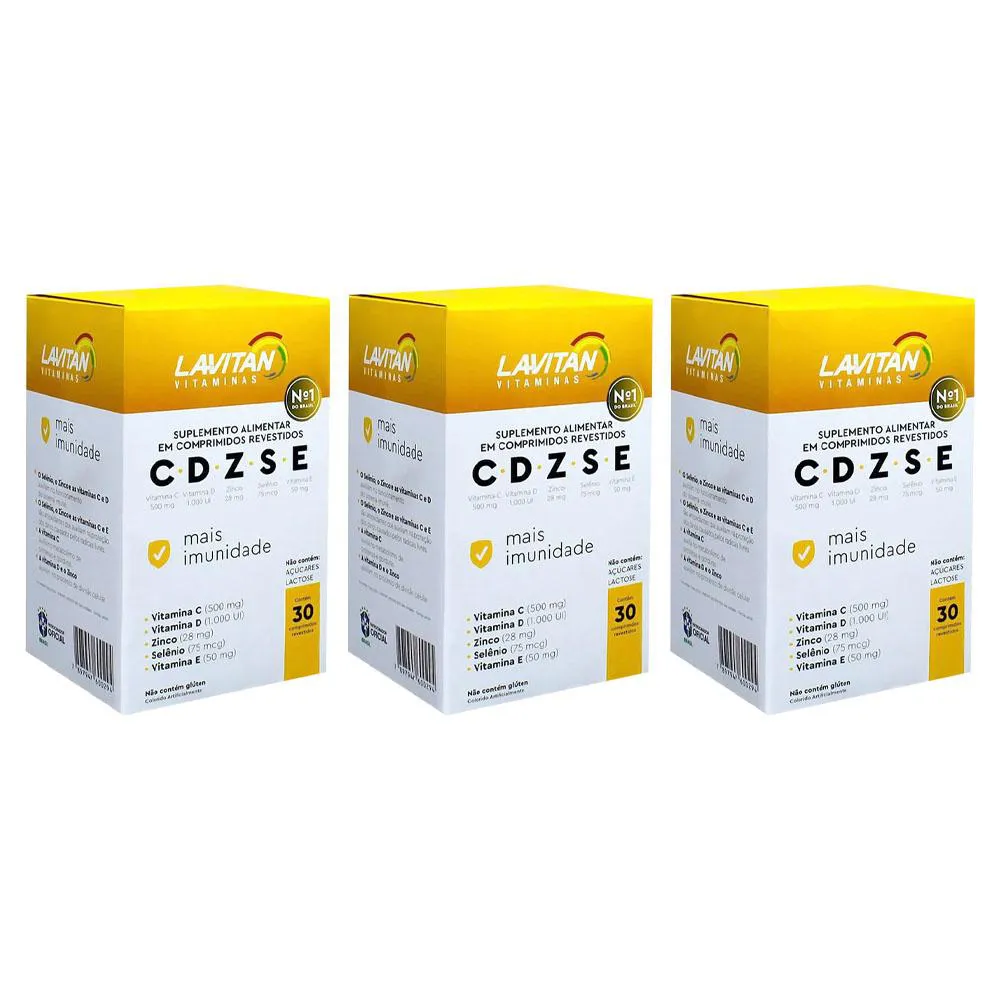Kit 3 Suplemento Lavitan Cdzse 30 comprimidos - Cimed