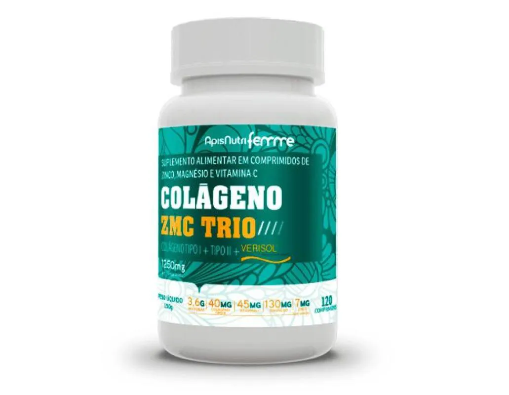 Colágeno Zmc Trio Verisol + Tipo I + Tipo Ii 1250Mg (120 cápsulas) - Padrão: Único
