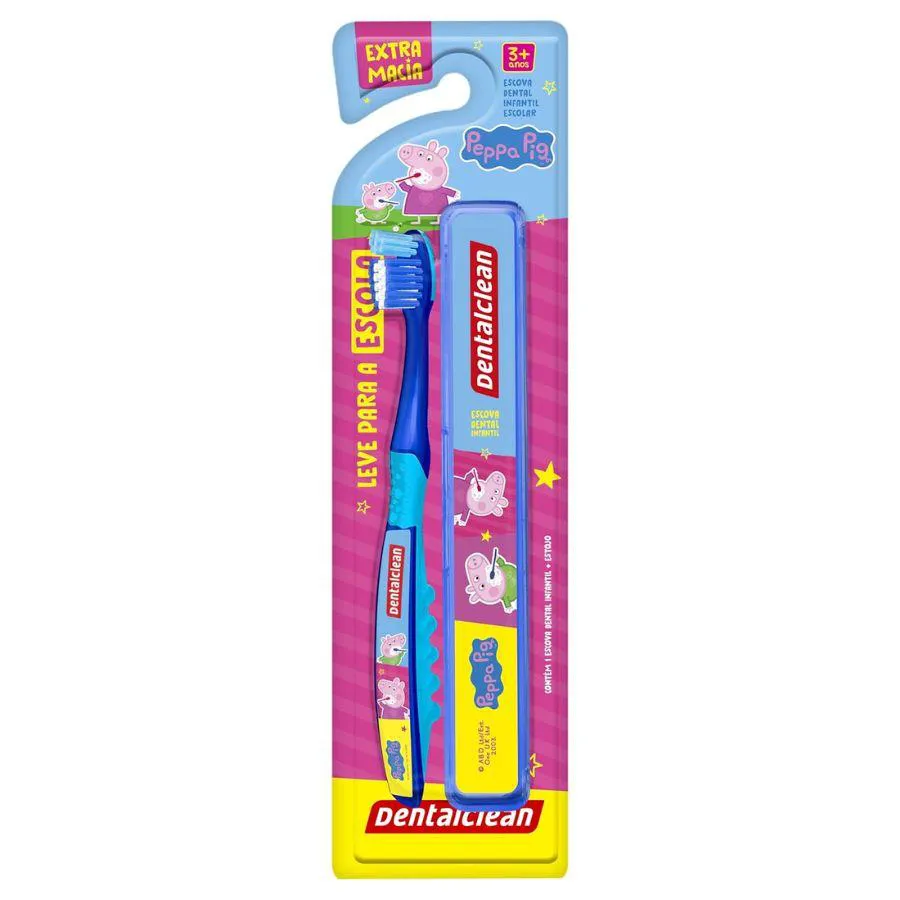 Escova Dental Infantil Peppa Escolar Azul - Dentalclean