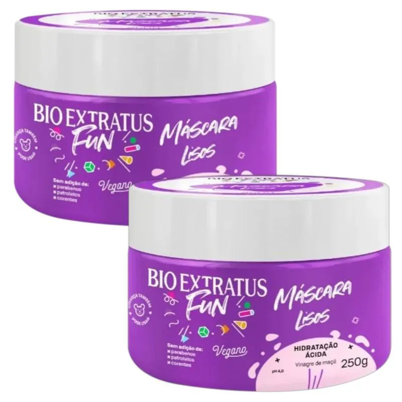 Kit 2 Mascara Fun Limpeza Cabelos Liso 250 G Bio Extratus