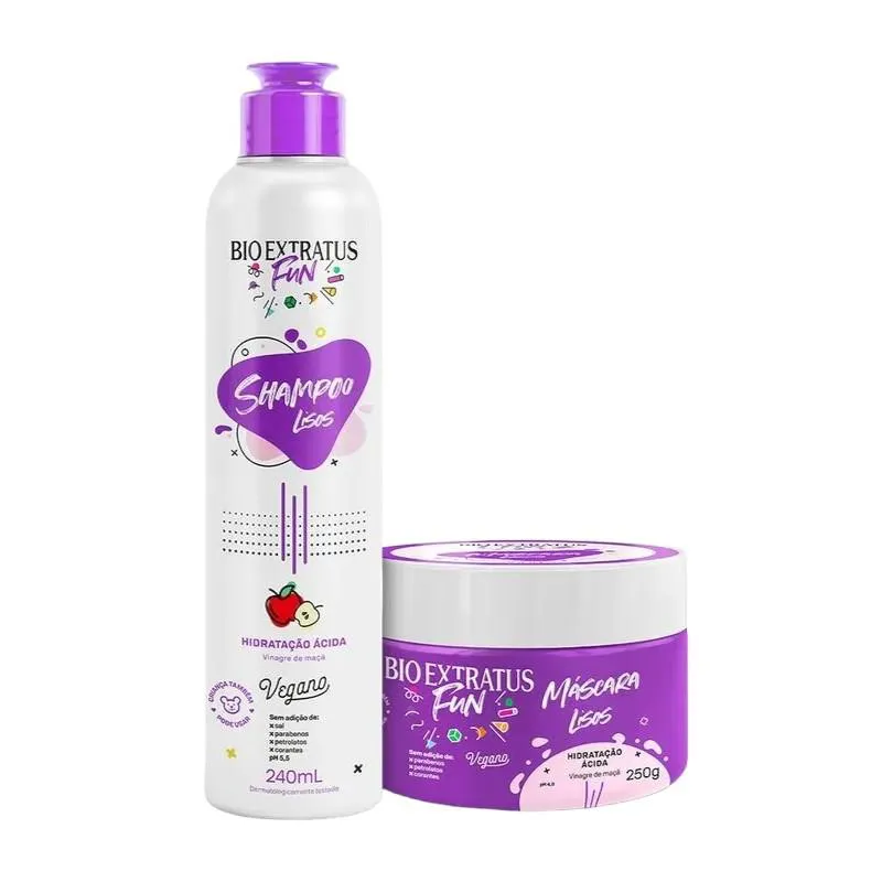 Kit 1 Shampoo 1 Máscara Fun Liso 240Ml