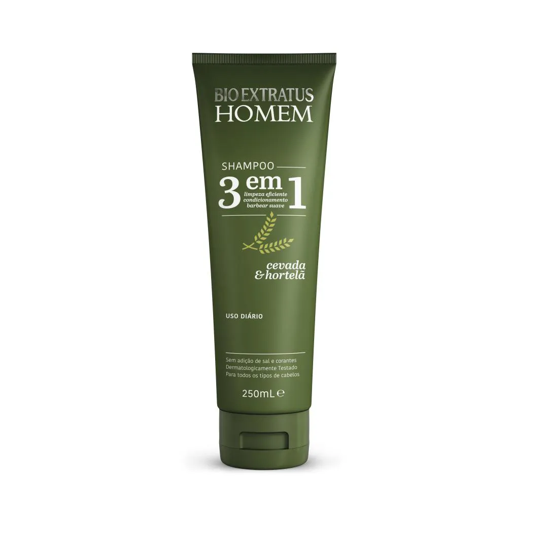 Shampoo 3 em 1 Limpeza, Condicionamento e Barbear 250 Ml