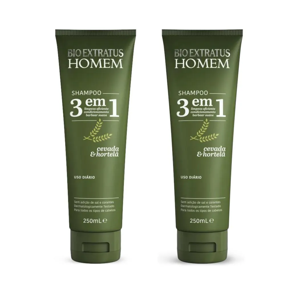 Kit 2 Shampoo 3 em 1 Homem 250Ml