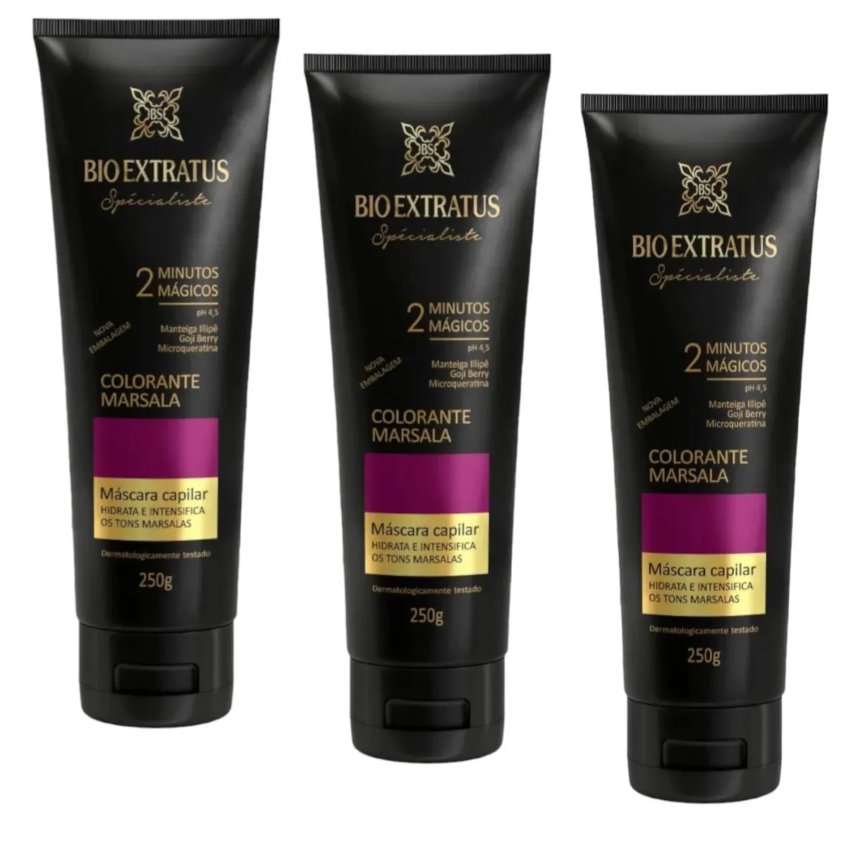 Kit 3 Mascara Colorante Marsala Reaviva A Cor e Trata 250 Gr