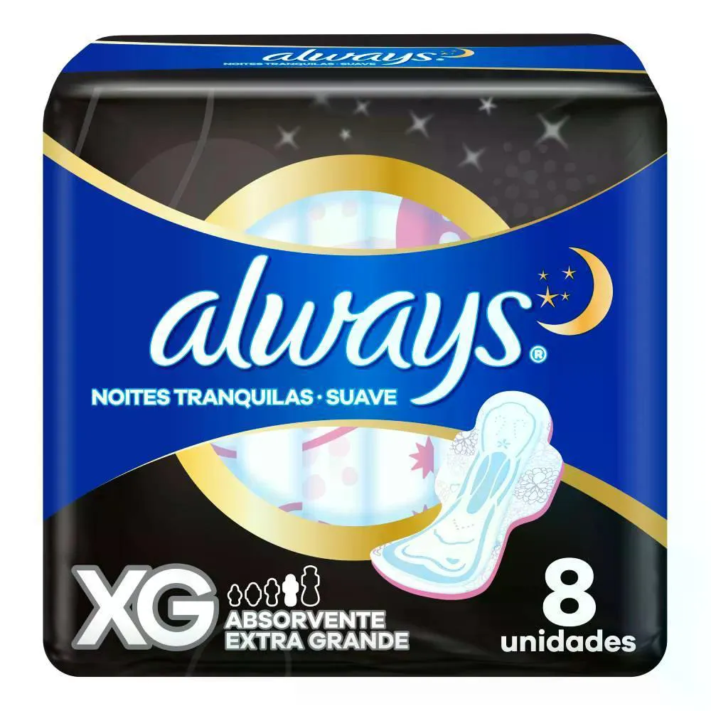 Abs Always Noturno Suave Xg C/ Abas C/ 8 unidades