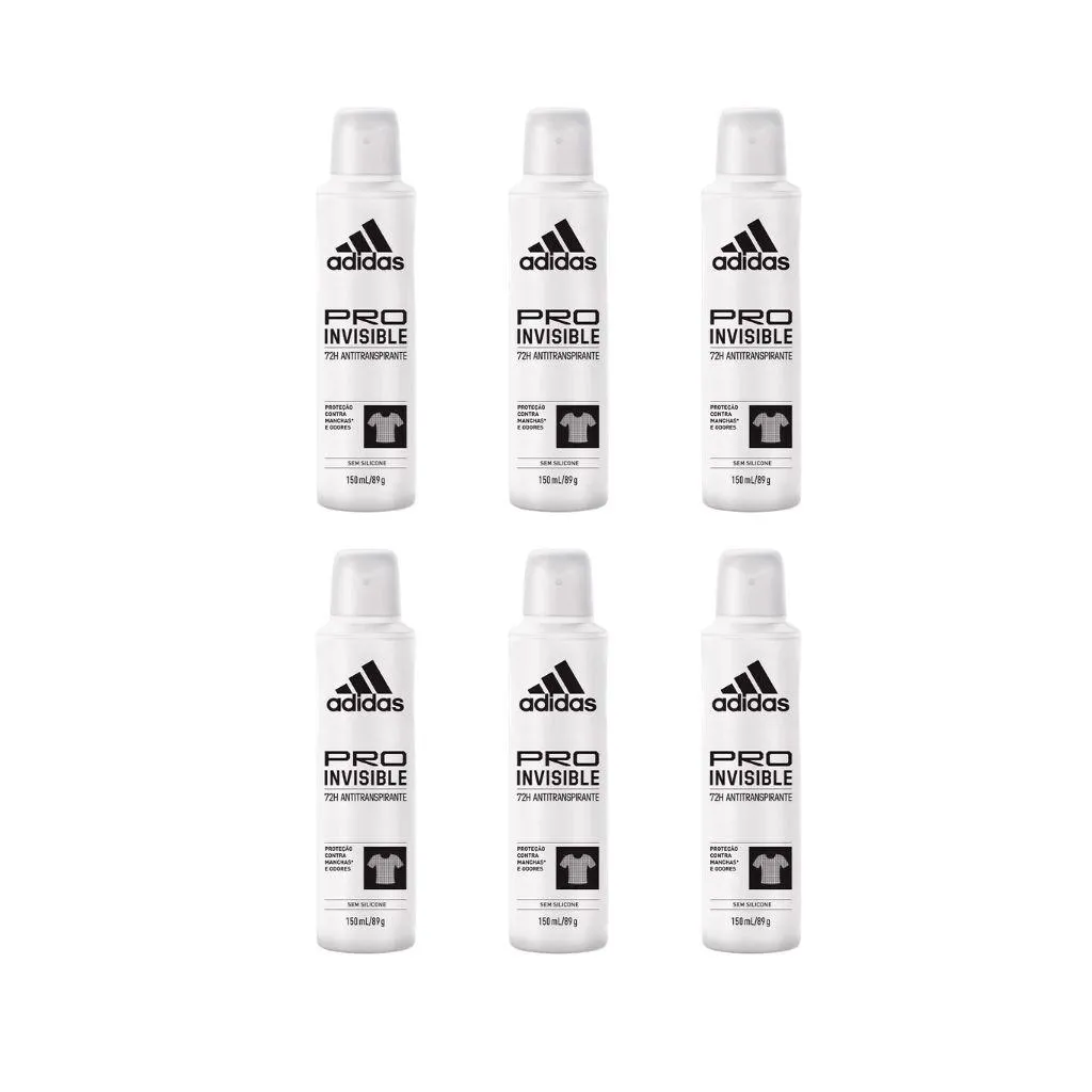 Desodorante Aero Adidas 150ml Fem Invisible - Kit C / 6un