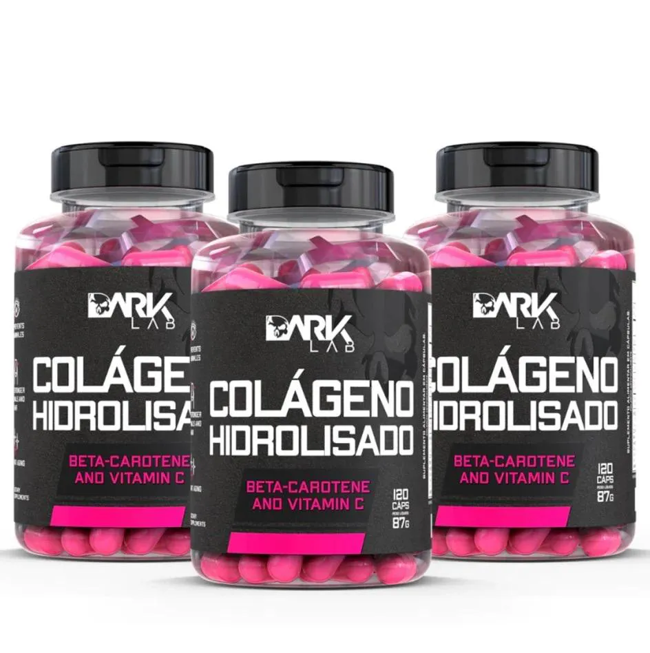 Kit 3x Colágeno Hidrolisado 120 Capsulas Dark Lab Collagen (360 Caps)