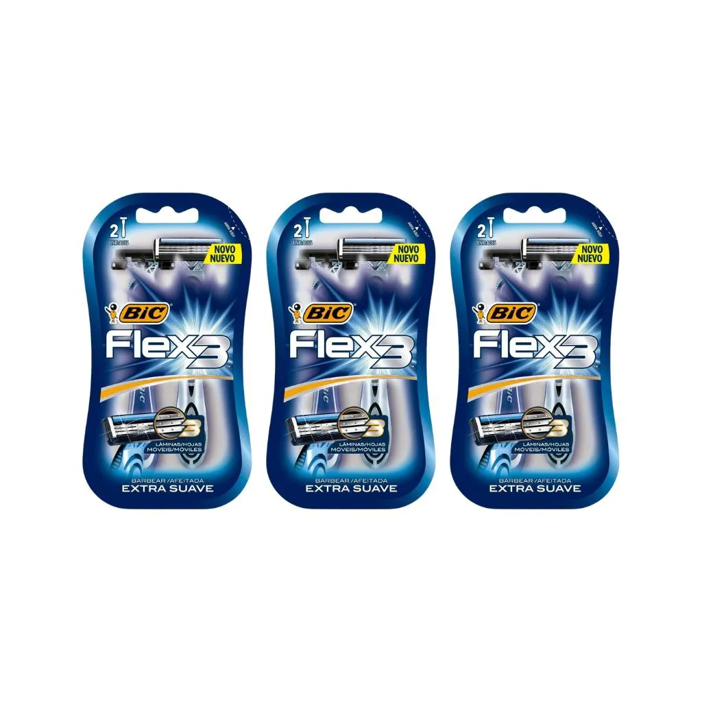 Aparelho de Barbear Bic Flex 3 com 2un - Kit C / 3un