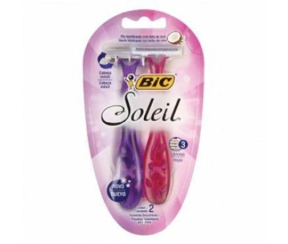 Aparelho Barbear Bic Soleil com 2 unidades Rosa e Roxo