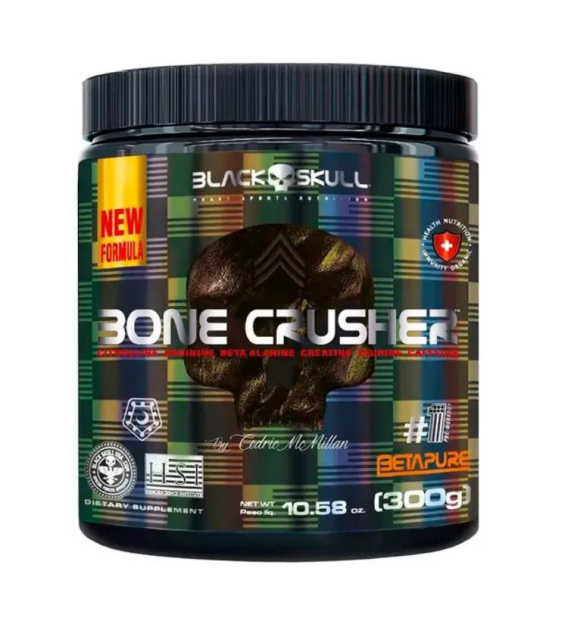 Pré-treino Bone Crusher 300g Frutas Limão - Black Skull