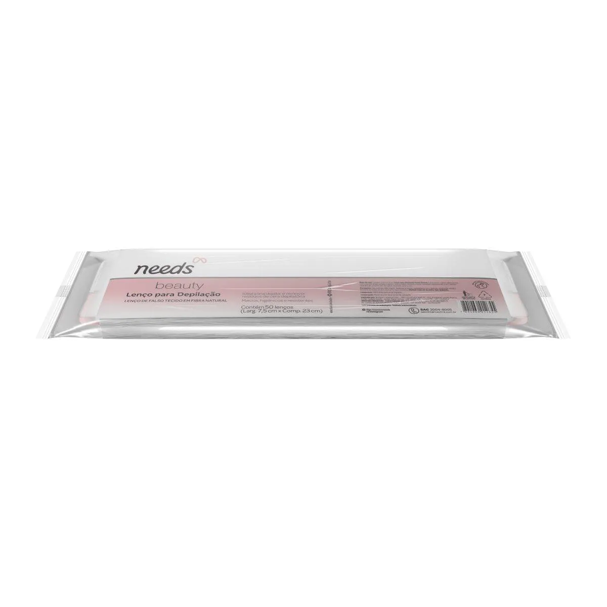 Lenço para Depilação Needs Beauty Fibra Natural 50 Unidades