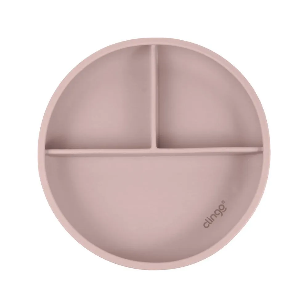 Prato de Silicone com Divisória e Ventosa Rosa - Clingo