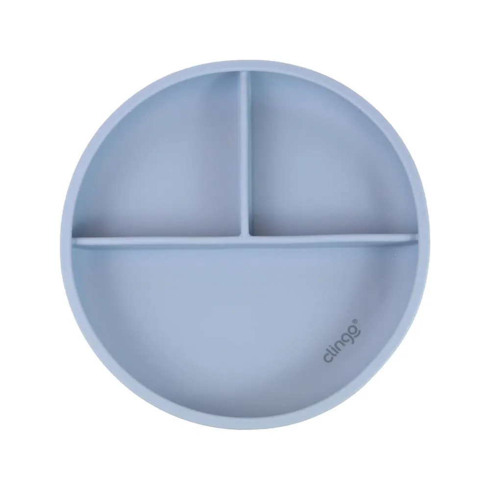 Prato de Silicone com Divisória e Ventosa Azul - Clingo