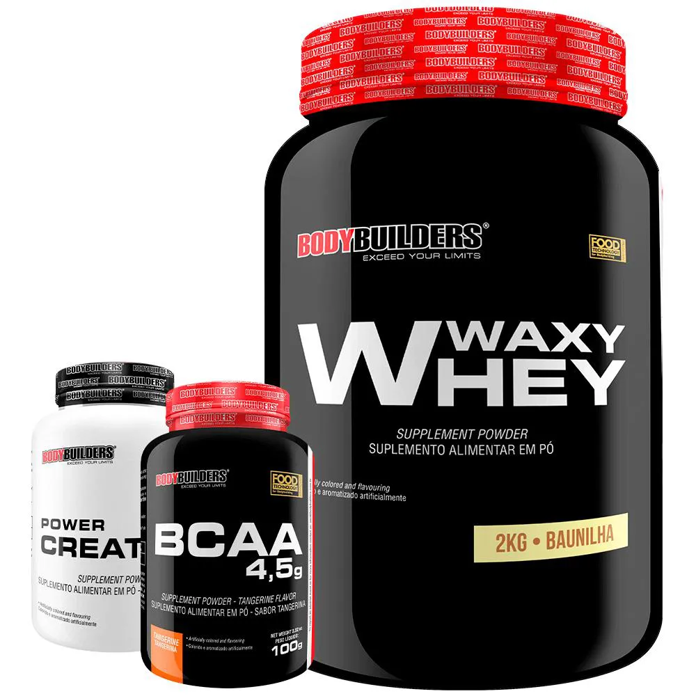 Kit Waxy Whey 2kg + Bcaa 4,5 100g + Power Creatina 100g – Bodybuilders Baunilha