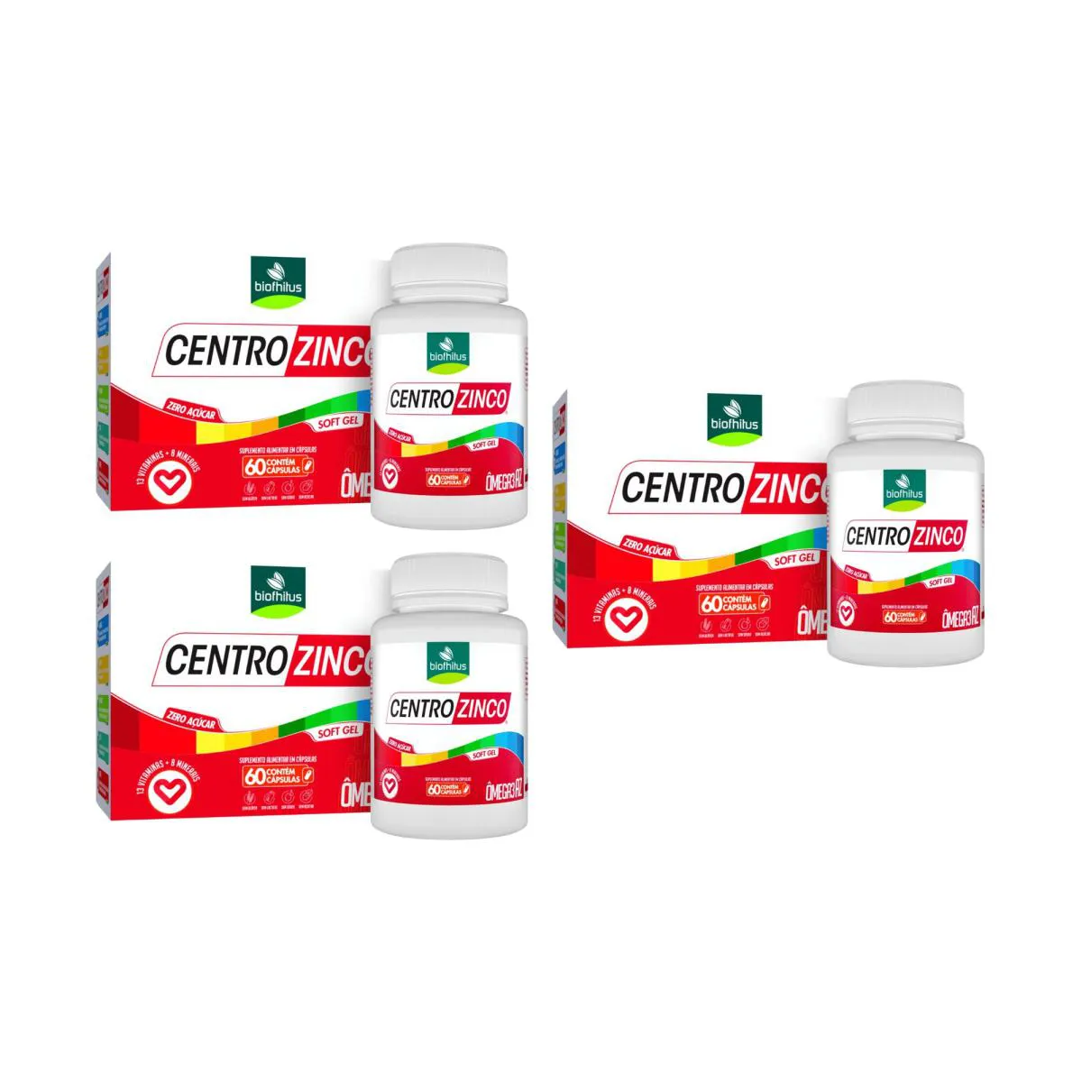 Kit C3 Suplemento Centrozinco Reforço para Saúde - Biofhitus