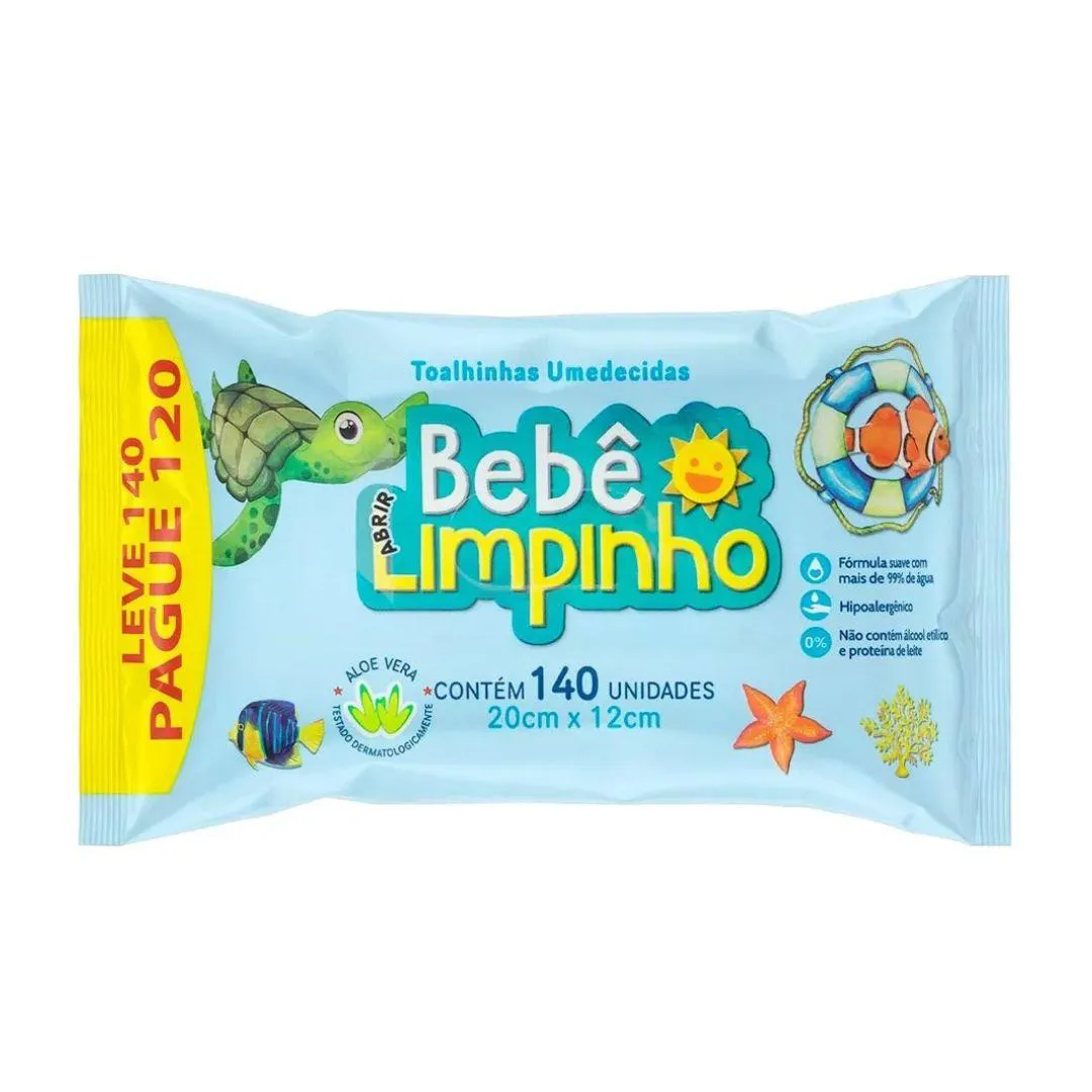 Toalhas Umedecidas Bebê Limpinho 140uni - Rdm