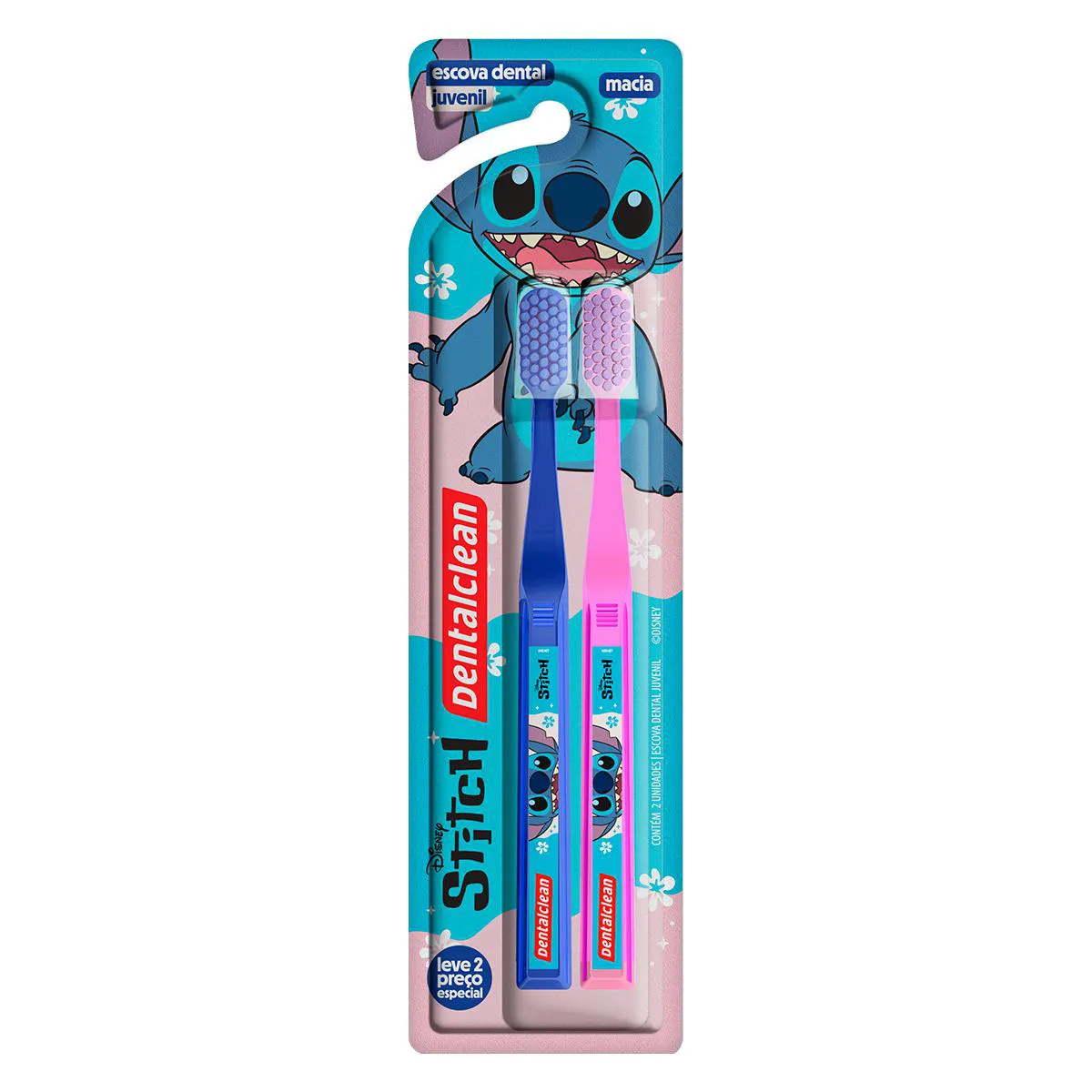 Escova de Dente Juvenil Dentalclean Stitch Macia 2 Unidades