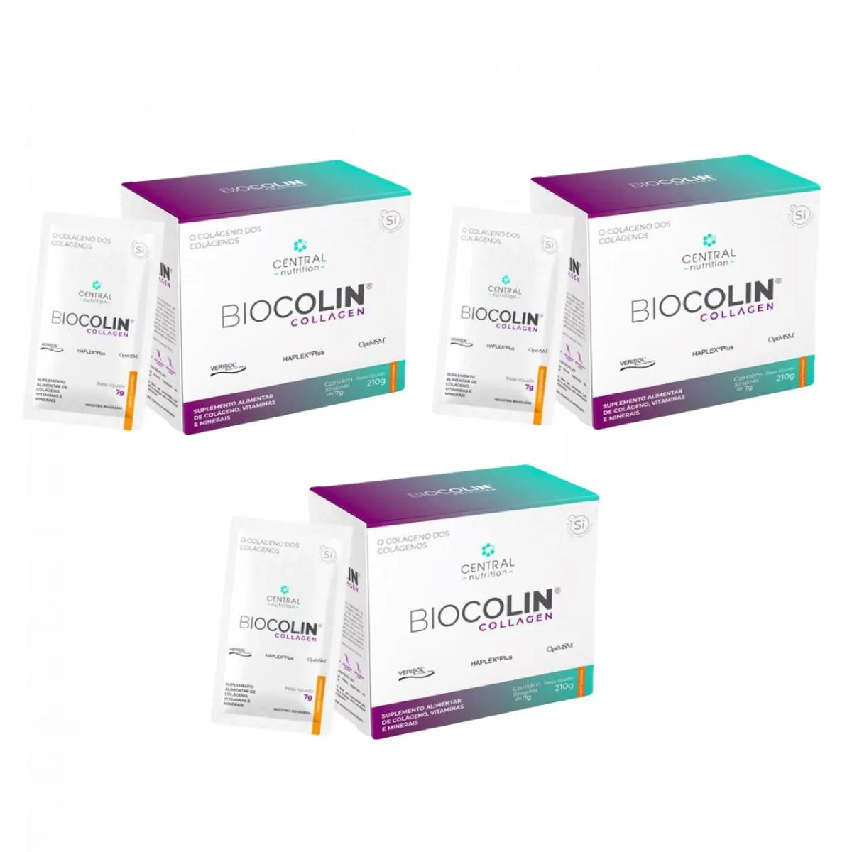 3x Biocolin Collagen- Central Nutrition- Tangerina 30 Sachês