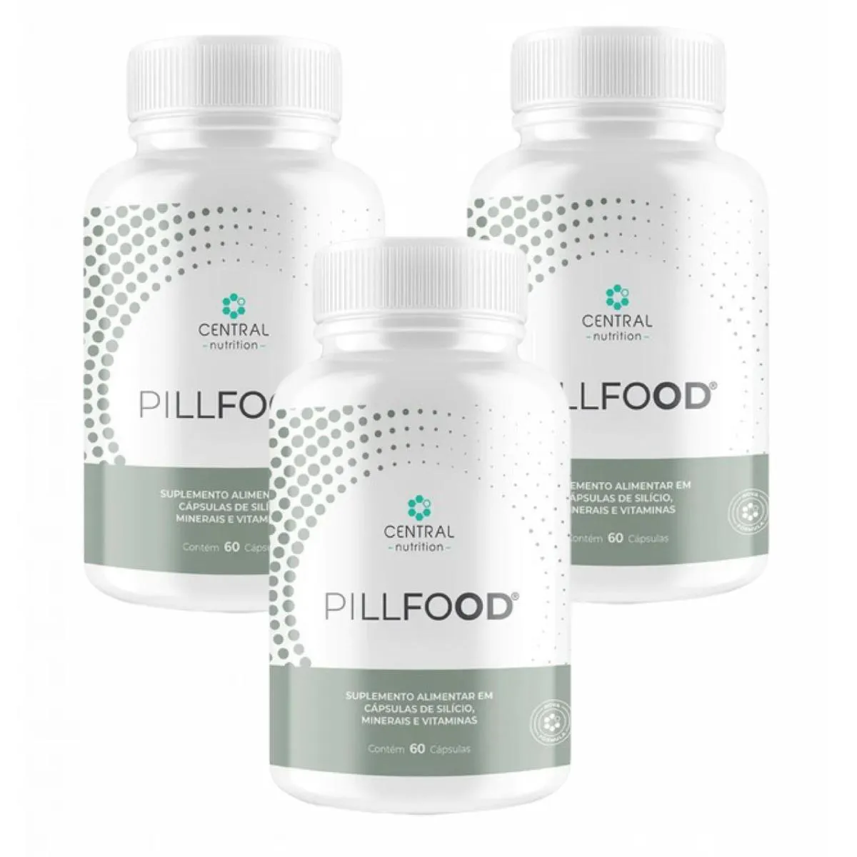 3x Pillfood - Silício Orgânico - Central Nutrition - 60 Cápsulas. sem Sabor