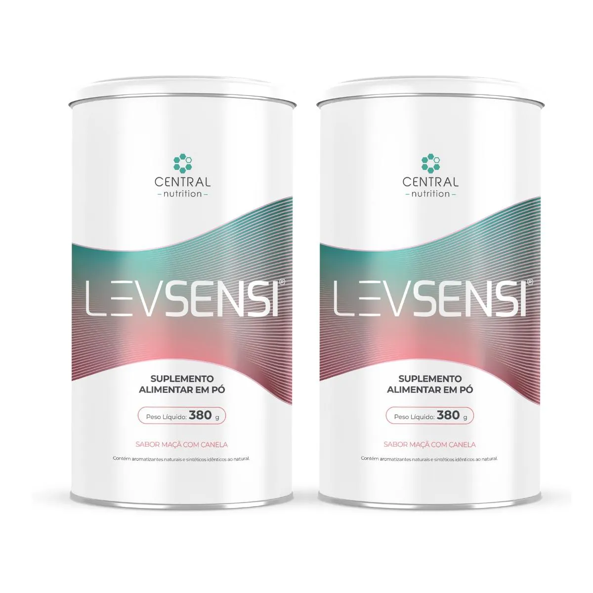 Kit 2 Levsensi Fibra Colágeno Vitaminas 380g Central Nutrition Maçã com Canela