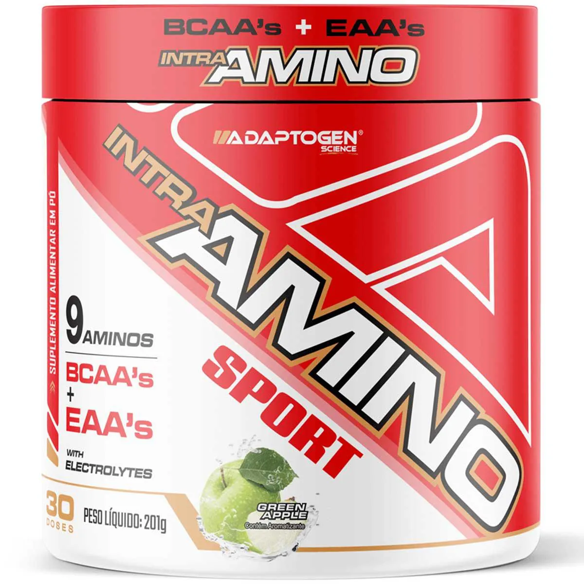 Intra Amino Sport Adaptogen 201g Intra e Pré Treino Maça Verde
