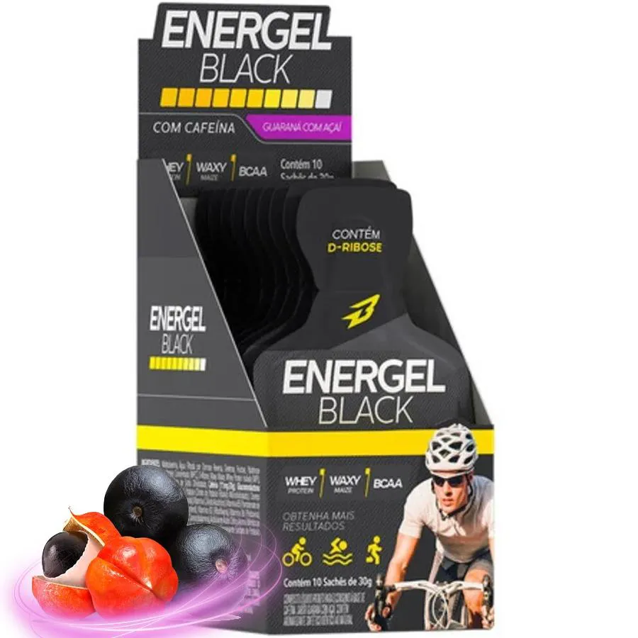 Gel Energel Black com Cafeína Caixa 10 unidades Body Action - Guaraná com Açaí
