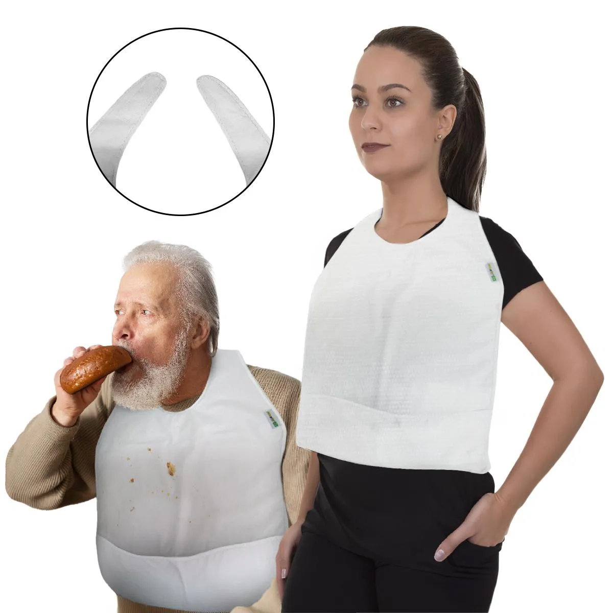 Babador Adt Impermeável com Pega Migalhas em Bagum - Branco