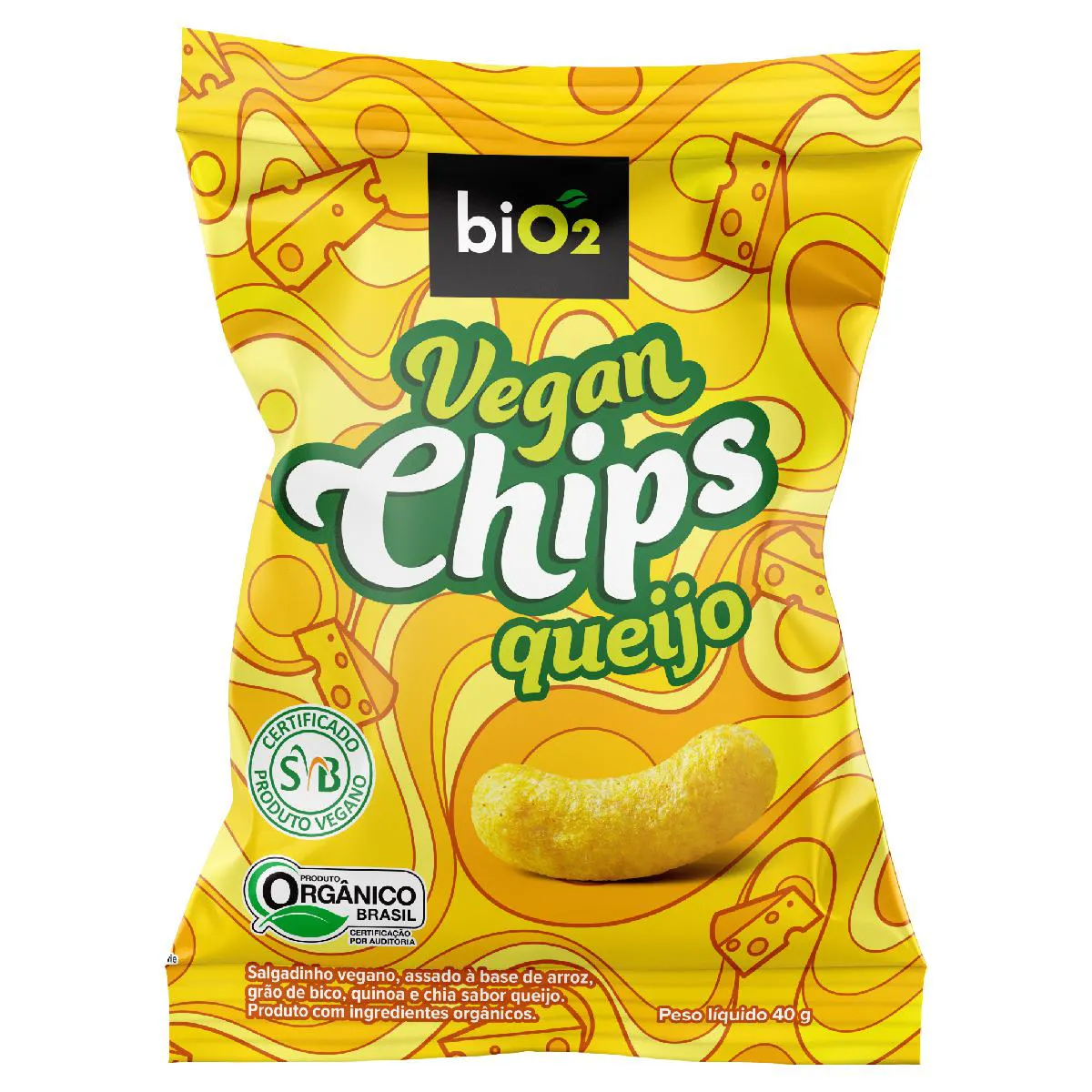 Salgadinho Orgânico biO2 Vegan Chips Queijo 40g