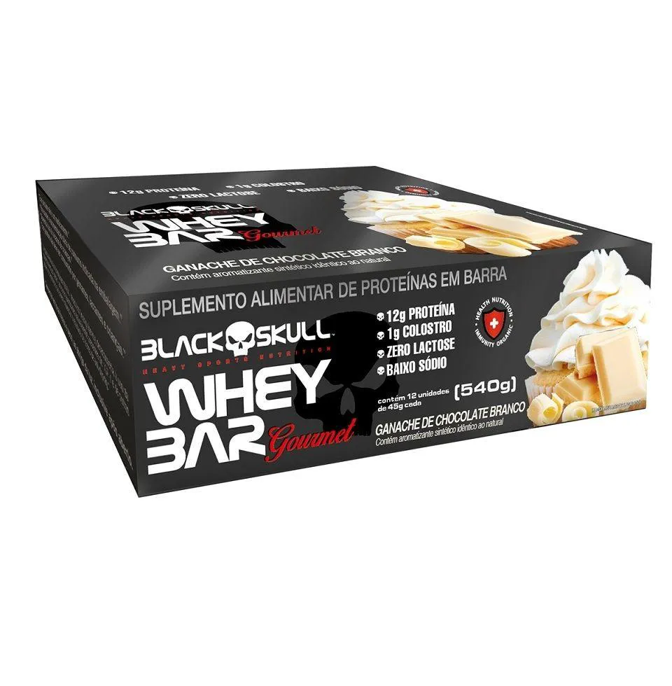 Whey Bar Gourmet (Caixa 12 Unid. 45G) - Sabor: Ganache de Chocolate Branco