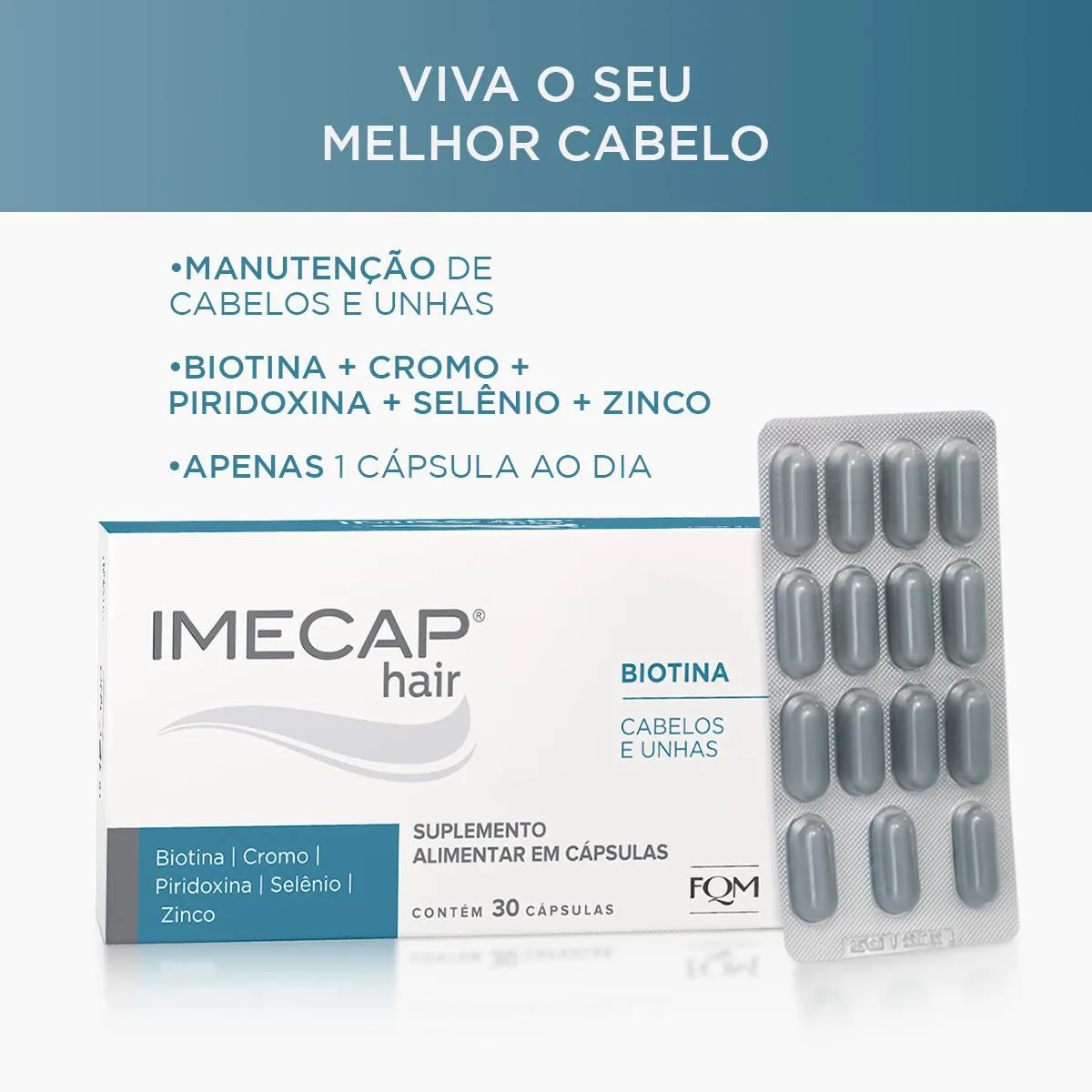 Suplemento Alimentar Imecap Hair Cabelos e Unhas 30 cápsulas
