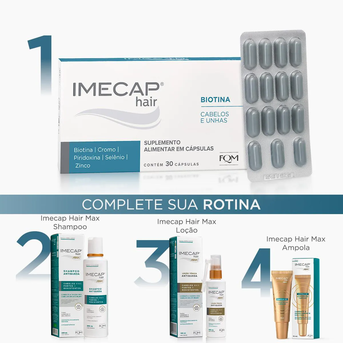 Suplemento Alimentar Imecap Hair Cabelos e Unhas 30 cápsulas