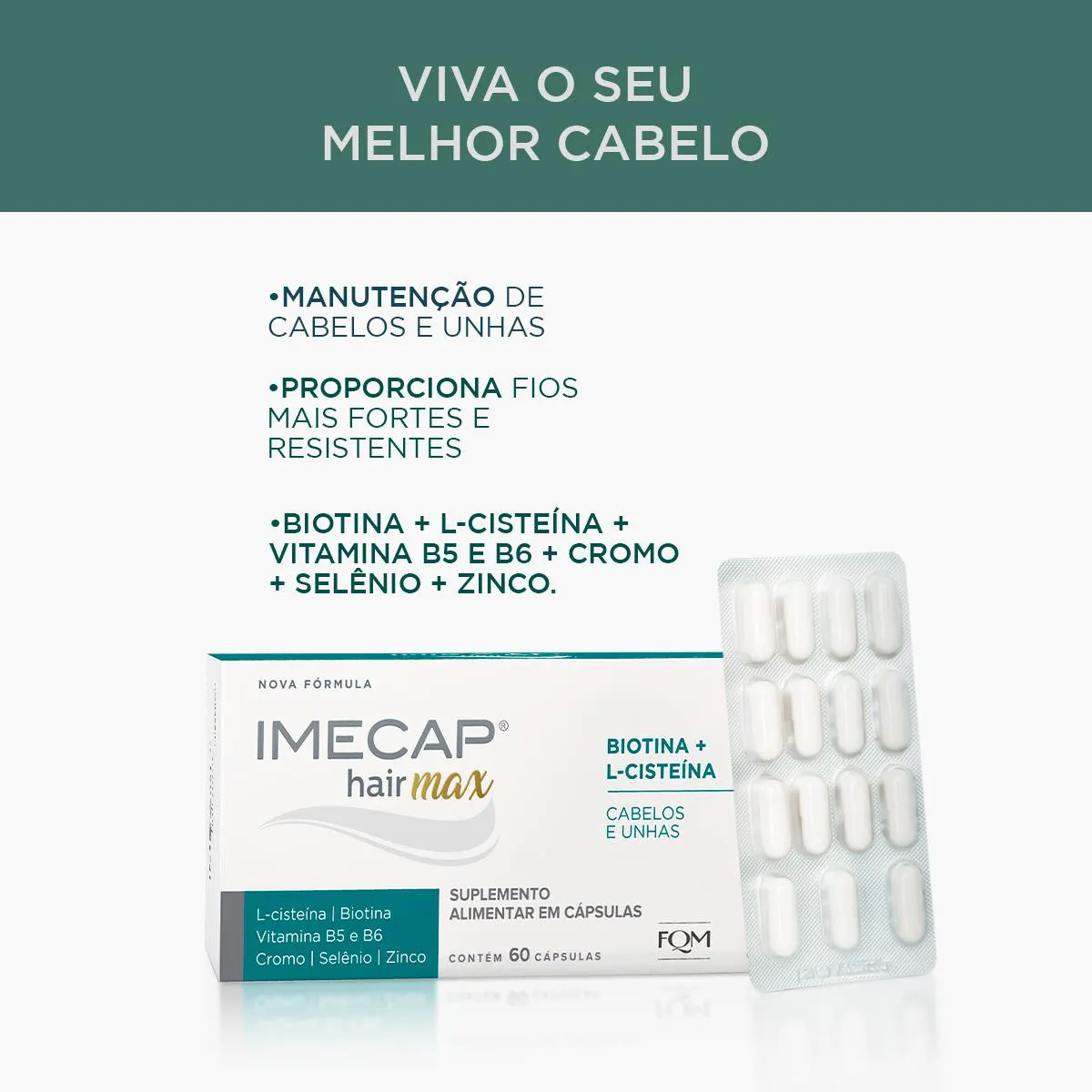 Suplemento Vitamínico Imecap Hair Max Cabelos e Unhas - 60 Cápsulas